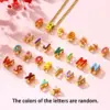 Wholesale Single 304 Stainless Steel Women's 18K Gold Plated Colorful Initial 3D Oil Drop Bubble Letter Pendant Necklace