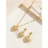Wholesale 316 Stainless Steel Copper Heart Shape Electroplated 18K Real Gold Plated Casual Elegant Waterproof Non Tarnish Lip Chain Earrings Necklace Jewelry Set