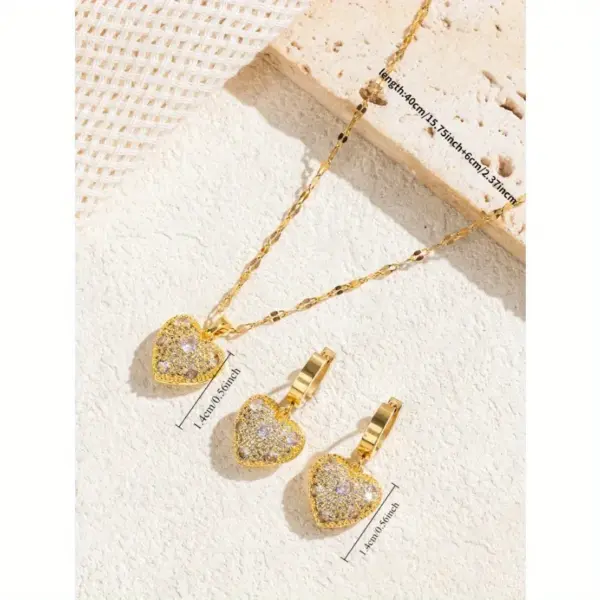 Wholesale 316 Stainless Steel Copper Heart Shape Electroplated 18K Real Gold Plated Casual Elegant Waterproof Non Tarnish Lip Chain Earrings Necklace Jewelry Set