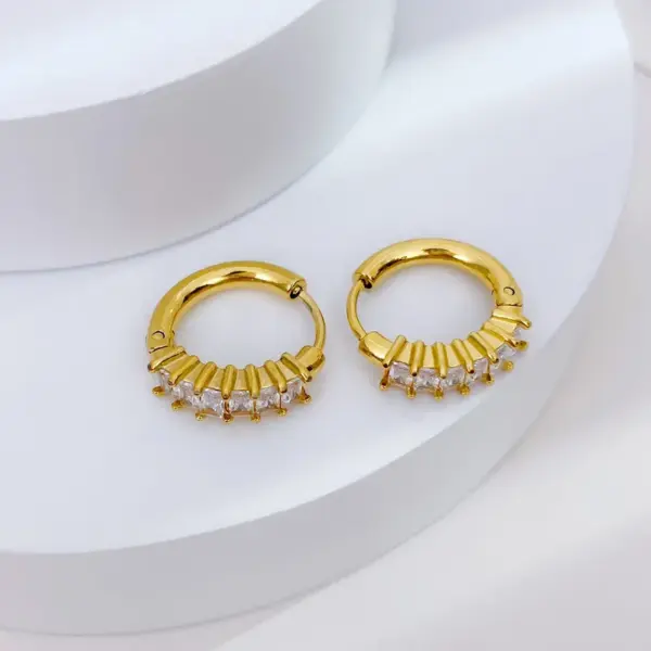 Wholesale PVD Coated Real Gold Plated Geometric 304 Stainless Steel Simple Style Waterproof Non Tarnish Earrings
