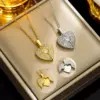 Wholesale PVD Coated Real Gold Plated Heart Shape Stainless Steel IG Style Classic Style Waterproof Non Tarnish Pendant Necklace