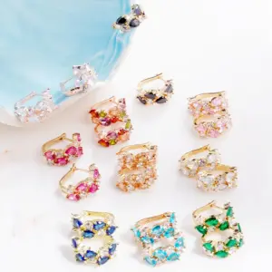 Wholesale 1 Pair Luxurious Color Block Plating Inlay Copper Zircon 14K Gold Plated 18K Gold Plated K Gold Plated Ear Cuffs