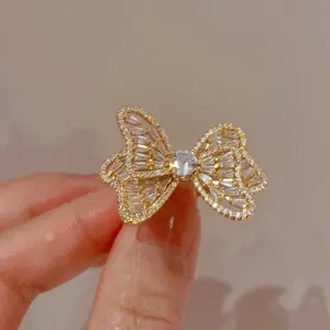 23# Open Ring-Real Gold Electroplated Zircon Bow