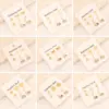 1 Set Commute Star Heart Shape Plating Stainless Steel 18K Gold Plated Earrings Ear Studs
