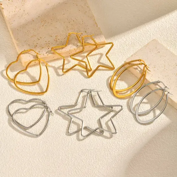 Wholesale 1 Pair Simple Style Square Star Heart Shape 201 Stainless Steel Stainless Steel Earrings