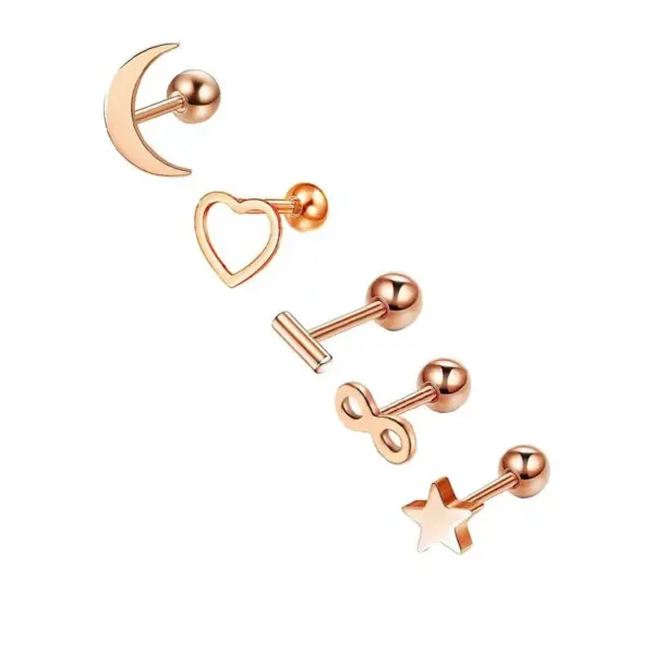 Vacuum Plating Heart Shape Horse Stainless Steel Simple Style Ear Studs