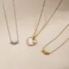 Wholesale Jewelry IG Style Casual Modern Style Heart Shape 304 Stainless Steel Shell 18K Gold Plated Polishing Inlay Cable Chain Pendant Necklace