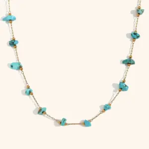【XKN0299】Blue Turquoise Necklace / Gold