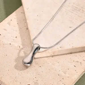 I Necklace (Steel Color) / Length: 450mm / 1 Strand/Package