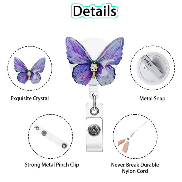 Wholesale 3D butterfly rhinestone easy-pull buckle rotating telescopic keychain