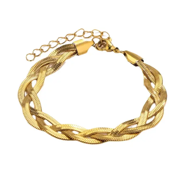 PVD Coated Real Gold Plated Geometric 304 Stainless Steel Casual Simple Style Waterproof Non Tarnish Bracelets Necklace