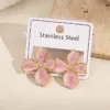 Wholesale Hot Selling Four Leaf Flower Earrings 304 Stainless Steel Plated With Oil Drop Modern Casual Style For Women