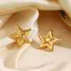 PVD Coated 18K Gold Plated Pentagram Star 304 Stainless Steel Casual Rock Streetwear Waterproof Non Tarnish Ear Studs