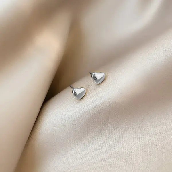 Wholesale 1 Pair Casual Simple Style Heart Shape Plating Titanium Steel Ear Studs