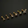 Fashion Round Stainless Steel Plating Inlay Zircon Lip Stud 1 Piece