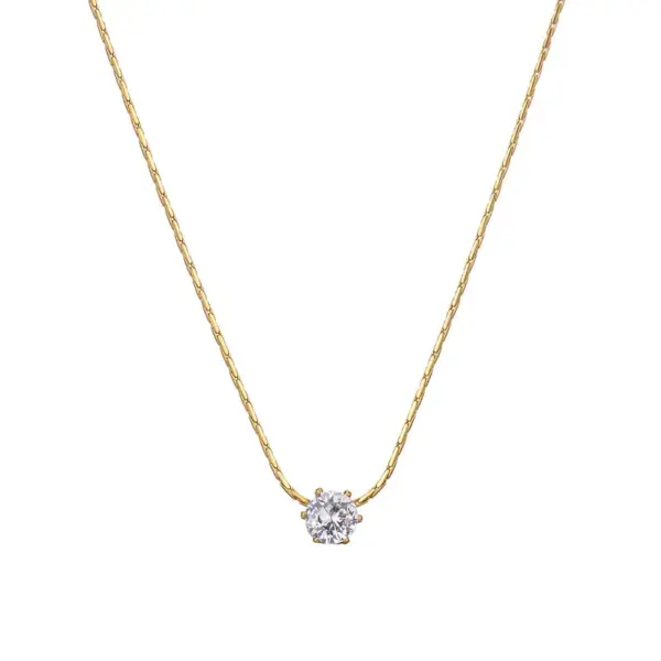 Wholesale Sweet Geometric Titanium Steel Plating Inlay Zircon Pendant Necklace