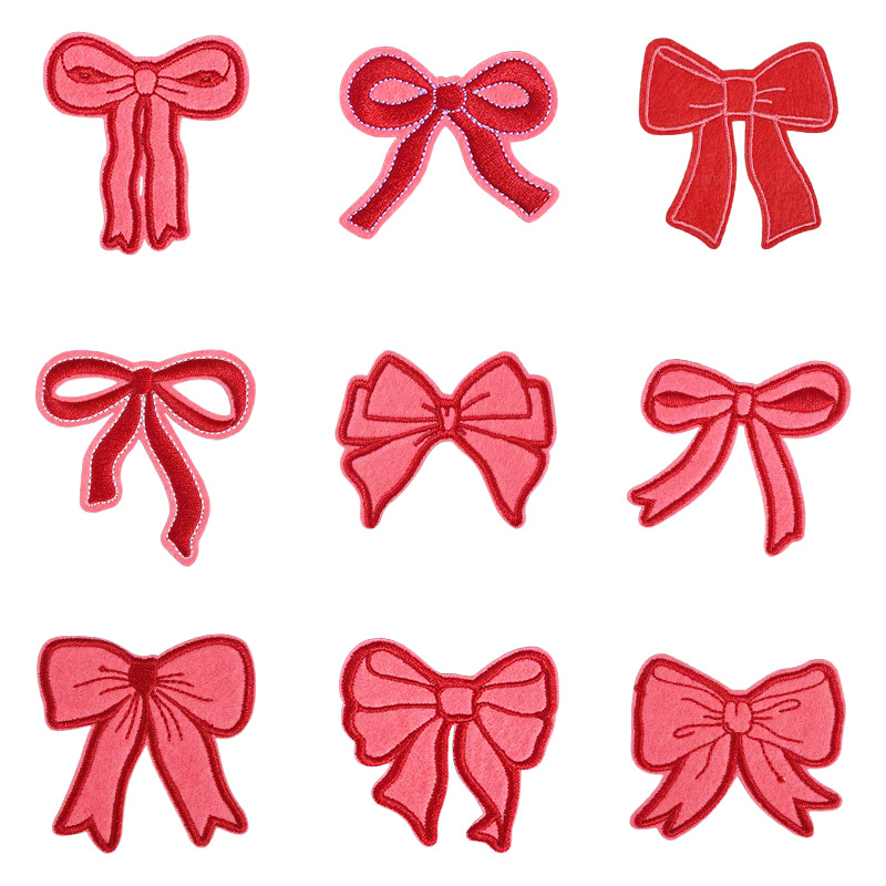 Wholesale In stock Greeter bow embroidered fabric patch