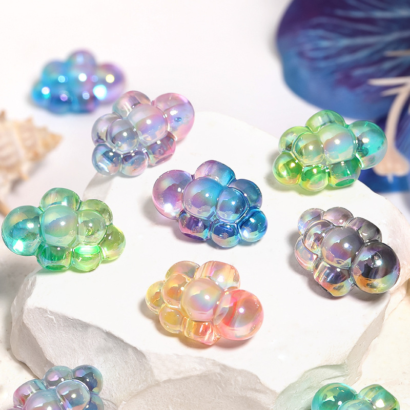 Wholesale acrylic color-transmitting gradient clouds vertical hole beaded diy mobile phone chain keychain aessories beads loose beads