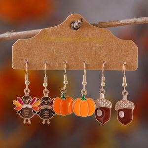 Turkey+pumpkin+pinecone earring set