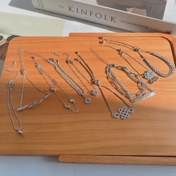Wholesale Fashion Hexagram Heart Shape Titanium Steel Copper Bracelets Plating Inlay Pearl Zircon Copper Bracelets