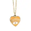 Wholesale Fashion Heart Shape Eye Stainless Steel Titanium Steel Enamel Plating Pendant Necklace 1 Piece