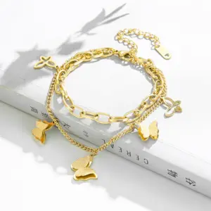 Wholesale PVD Coated 18K Gold Plated Geometric 304 Stainless Steel Waterproof Non Tarnish 304 Stainless Steel Bracelets