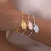 304 Stainless Steel Virgin Mary PVD Coated Real Gold Plated 18K Gold Religion Waterproof Non Tarnish Plating Separated By Bead Necklace Lobster Trier Clasp Closure Bracelets
