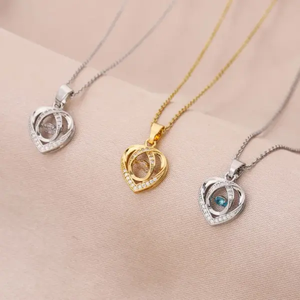 Wholesale Real Gold Plated Heart Shape 304 Stainless Steel Simple Style Waterproof Non Tarnish Titanium Steel Pendant Necklace