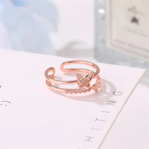 Wholesale Copper Plating Butterfly Artificial Gemstones Copper Rings