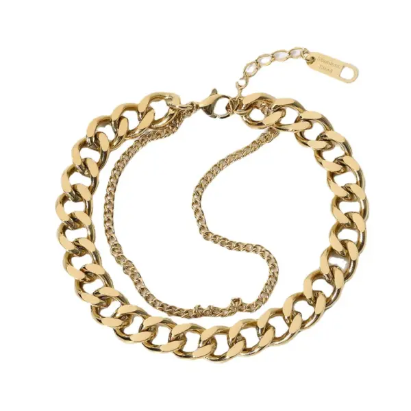Wholesale Simple Double Layer Stainless Steel Chain Bracelet