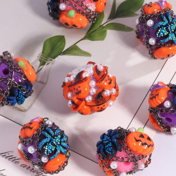 Wholesale Halloween Devil Pumpkin Beads Straight Hole Loose Beads DIY Mobile Phone Chain Key Chain Bag Chain Jewelry Accessories