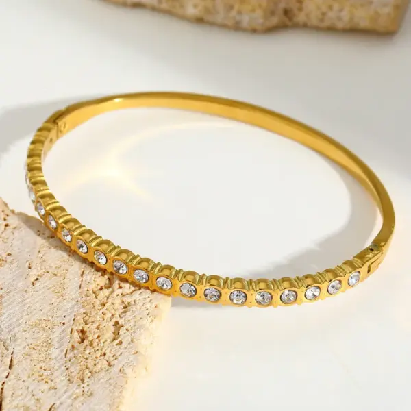 Elegant Simple Stainless Steel 18K Gold Embedded Zircon Flower Waterdrop Bracelet Luxury Jewelry Accessories For Women