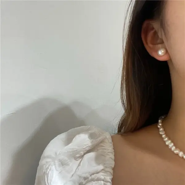 Wholesale 1 Pair Retro Solid Color Plating Freshwater Pearl Ear Studs