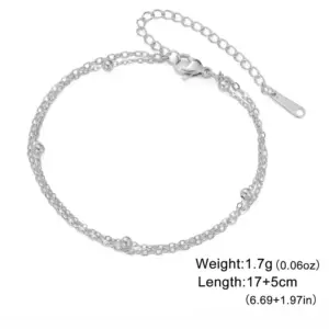 Steel Color Bead Chain Double Layer Chain
