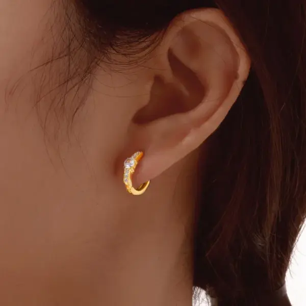 201 Stainless Steel Heart Shape Flower PVD Coated Zircon Real Gold Plated 18K Gold Basic Simple Style Waterproof Non Tarnish Earrings