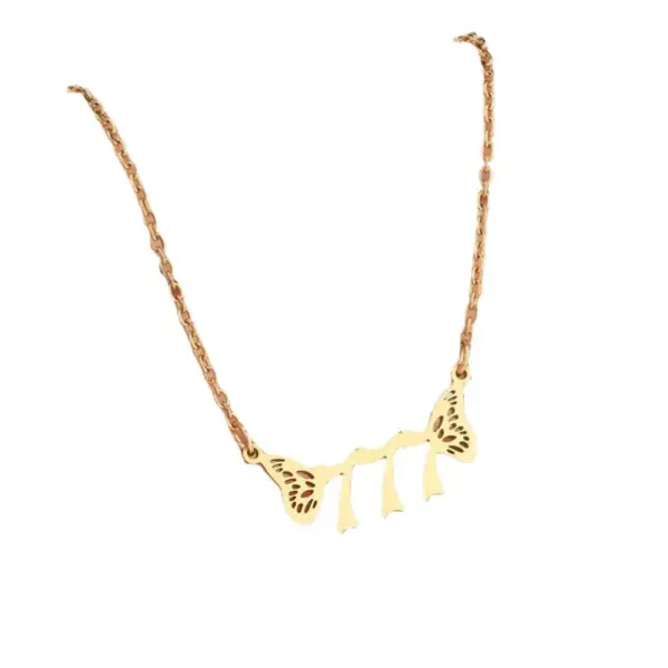 Wholesale Jewelry Fashion Number Wings 201 Stainless Steel 18K Gold Plated Plating Hollow Out Stainless Steel Necklaces