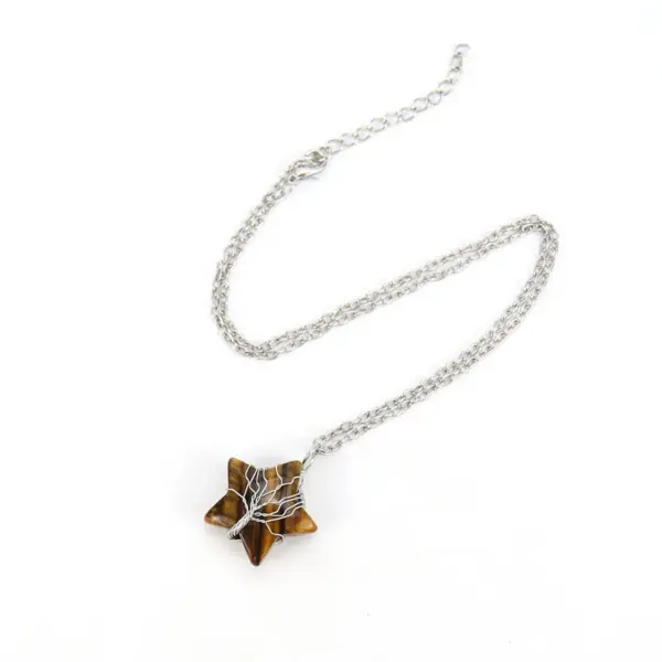 Wholesale Simple Style Star Natural Stone Ferroalloy Patchwork Pendant Necklace