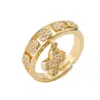 Wholesale Retro Cross Letter Copper Plating Inlay Zircon Gold Plated Open Rings