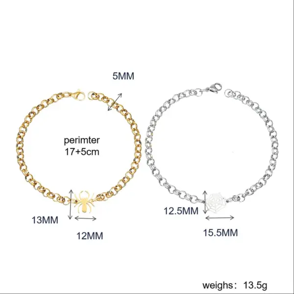 Wholesale Simple Style Commute Spider Web 304 Stainless Steel 18K Gold Plated Bracelets In Bulk Stainless Steel Bracelets Halloween