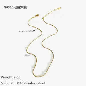 Golden round Snake Bead Necklace / One Size