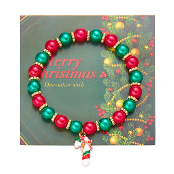 Wholesale Christmas Santa Claus Pendant Colorful Round Bead Bracelet