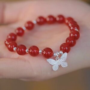 Red bead butterfly [1 piece] bracelet