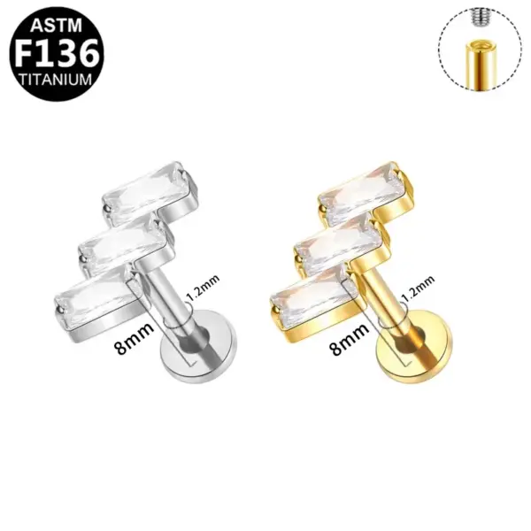 Wholesale 1 Piece Belly Rings Casual Simple Style Geometric Pure Titanium Titanium Alloy Plating Zircon 14K Gold Plated White Gold Plated