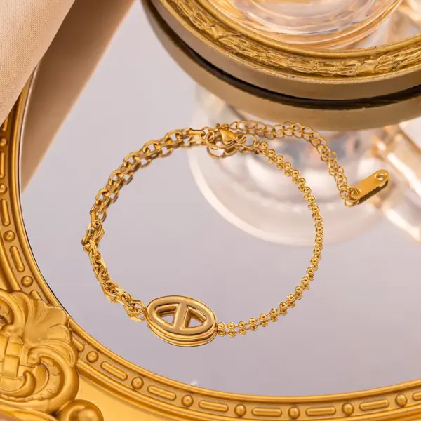 Simple Style Geometric Titanium Steel Ball Chain Cable Chain Bracelets In Bulk