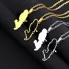 Wholesale Map Map Of Martinique 201 Stainless Steel 304 Stainless Steel Vintage Style 304 Stainless Steel Pendant Necklace