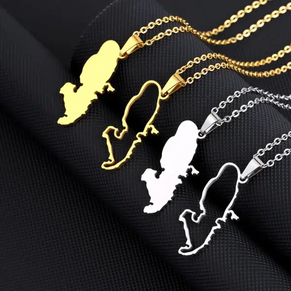 Wholesale Map Map Of Martinique 201 Stainless Steel 304 Stainless Steel Vintage Style 304 Stainless Steel Pendant Necklace