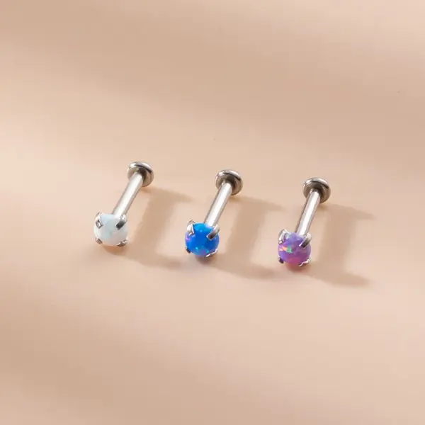 Wholesale 1 Piece Lip Rings Fashion Geometric 316L Stainless Steel Waterproof Non Tarnish Surgical Steel Artificial Gemstones