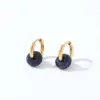 Wholesale PVD Coated K Gold Plated Round 304 Stainless Steel Natural Stone Retro Simple Style Waterproof Non Tarnish Hoop Earrings