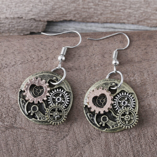 Wholesale Retro punk style mechanical gear earrings