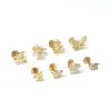 316L Stainless Steel Copper Zircon Ear Cartilage Rings & Studs Flower Waterproof Non Tarnish Surgical Steel Women'S